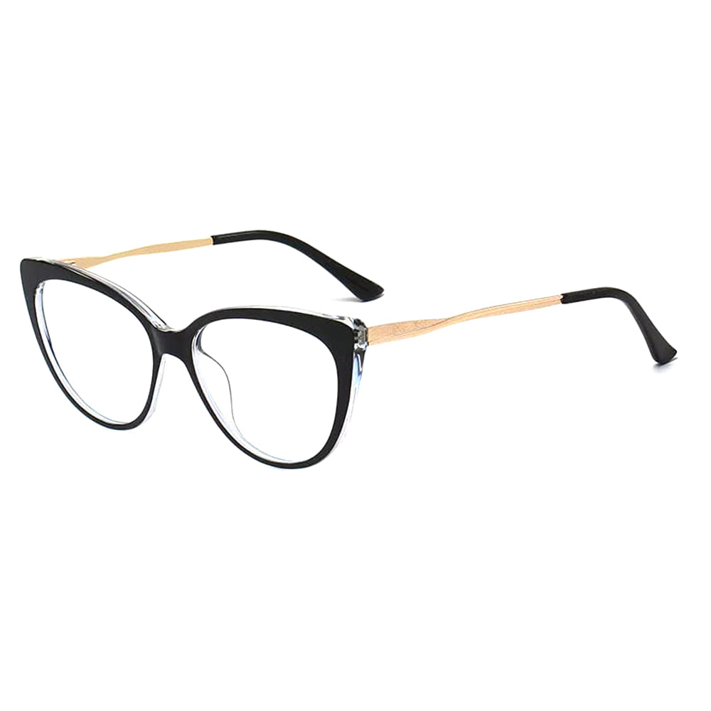 Techsuit Anti-Blue Light Glasses Reflex Metal (F5018-C72), Cat Eye, Dark Black