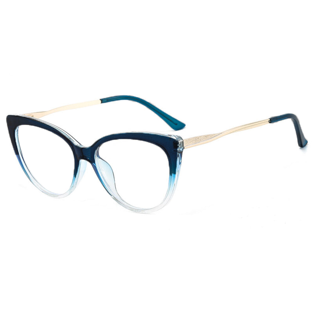 Techsuit Anti-Blue Light Glasses Reflex Metal (F5018-C8), Cat Eye, Transparent Blue