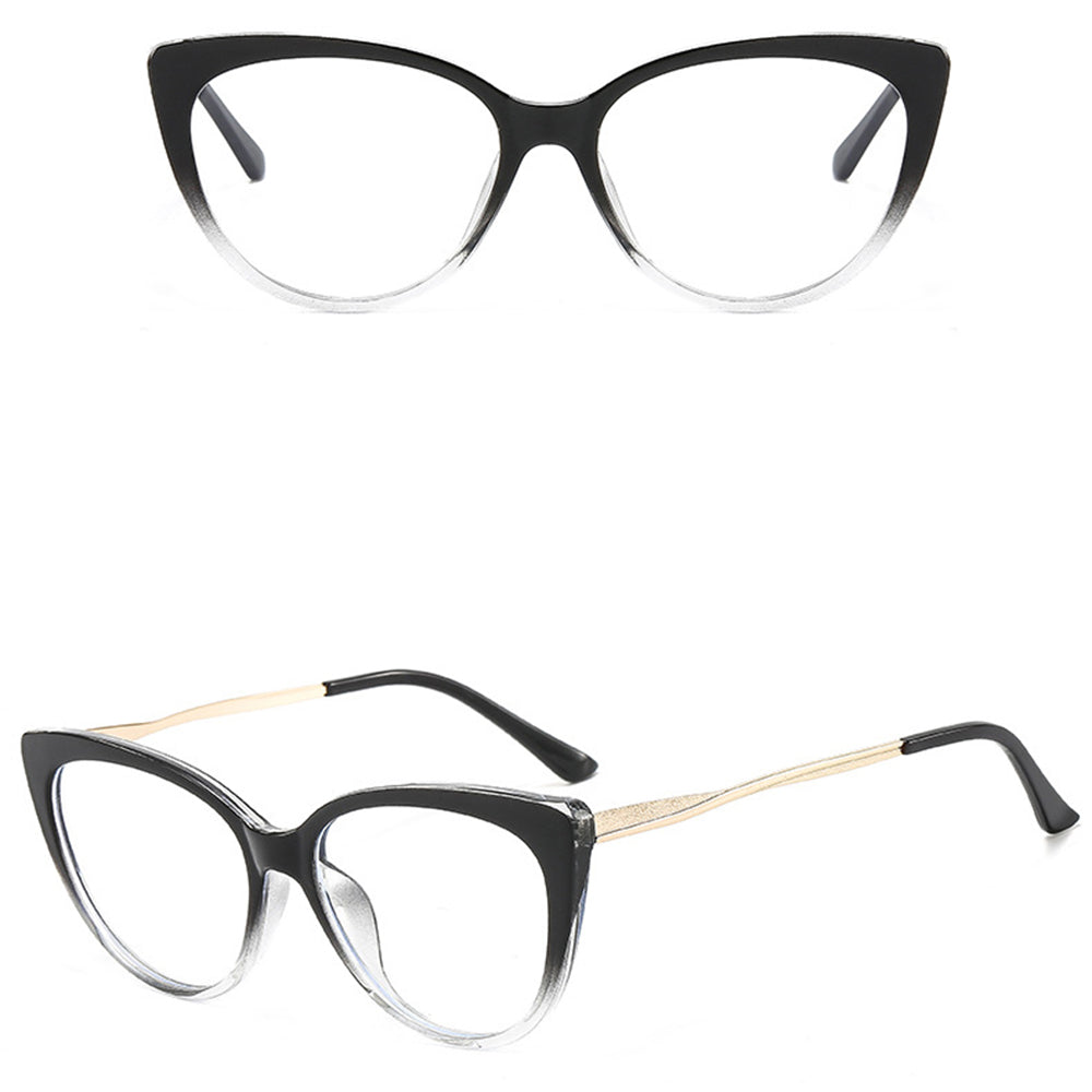 Techsuit Anti-Blue Light Glasses Reflex Metal (F5018-C7), Cat Eye, Transparent Black