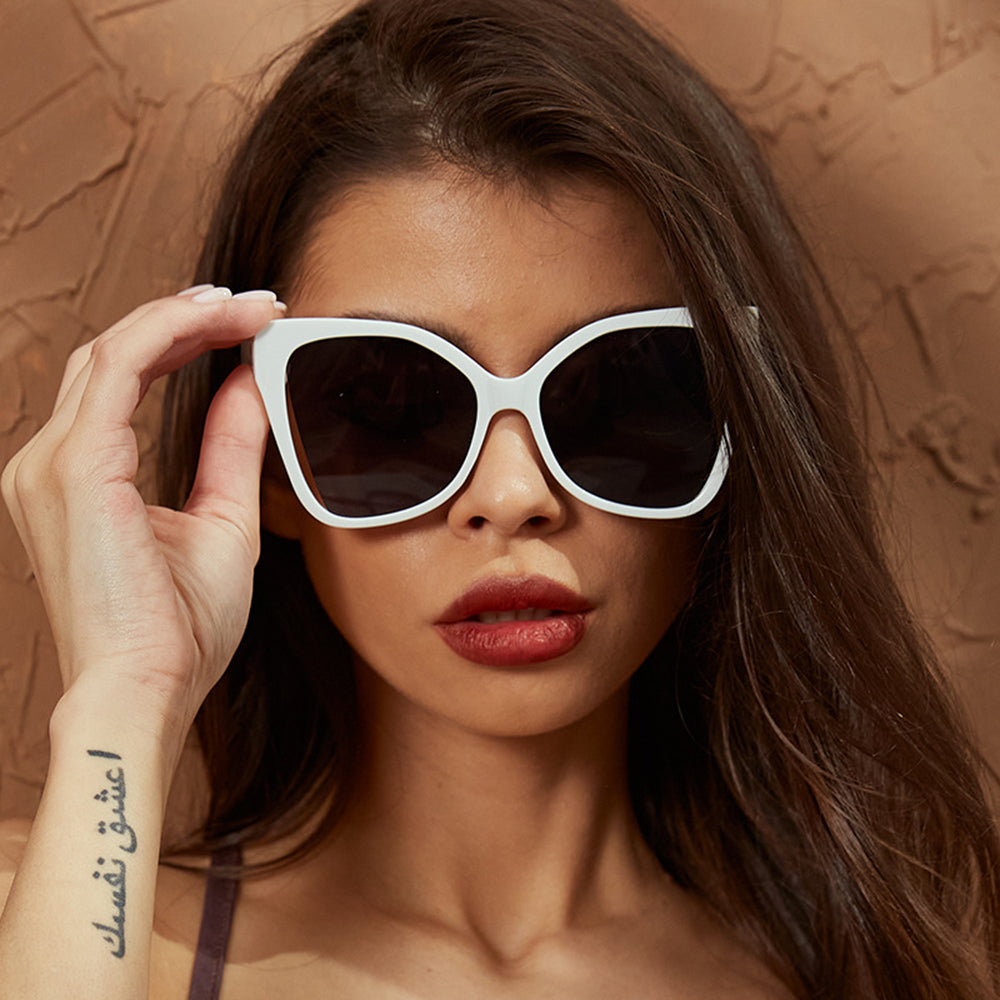 Techsuit Sunglasses (5335), for Women with PC Frame and Lens, Butterfly Shape, Gri