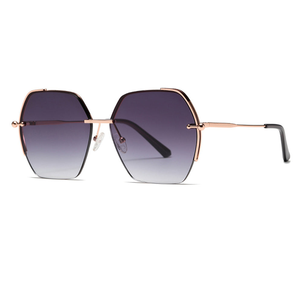 Techsuit Sunglasses (8561), for Women with Metal Frame and Nylon Lens, Hexagonal, Roz Auriu / Gradient Gray