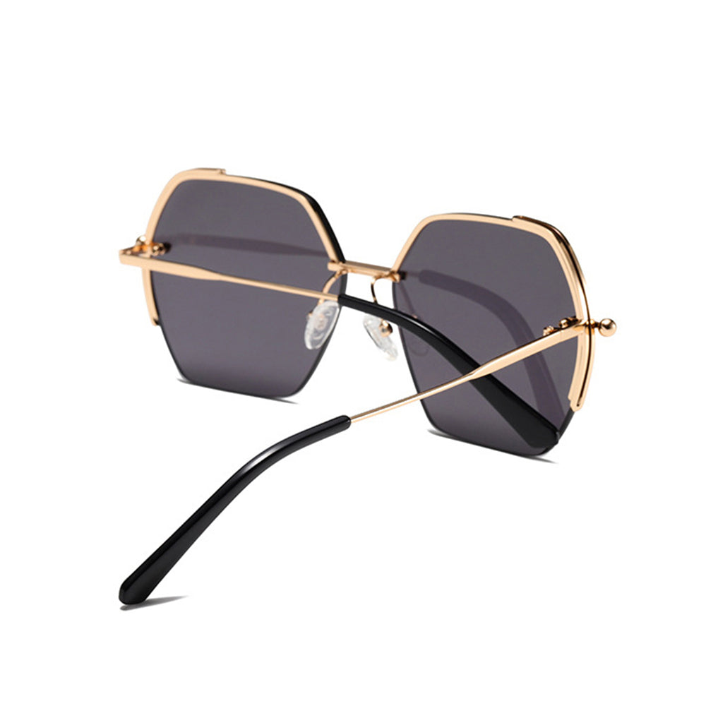 Techsuit Sunglasses (8561), for Women with Metal Frame and Nylon Lens, Hexagonal, Roz Auriu / Purple / Red