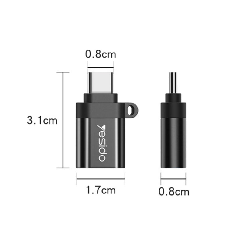 Adaptor OTG USB-C - USB-A Yesido GS06 - Negru - NotebookGsm