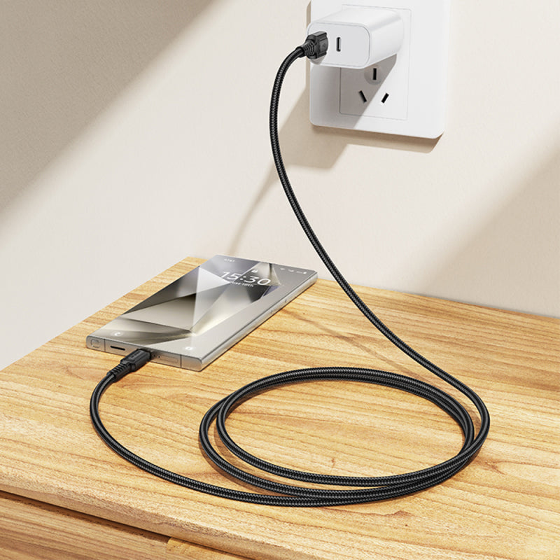 Cablu Date si Incarcare USB-A - USB-C Borofone BX116 Certain, 18W, 1m - Negru - NotebookGsm