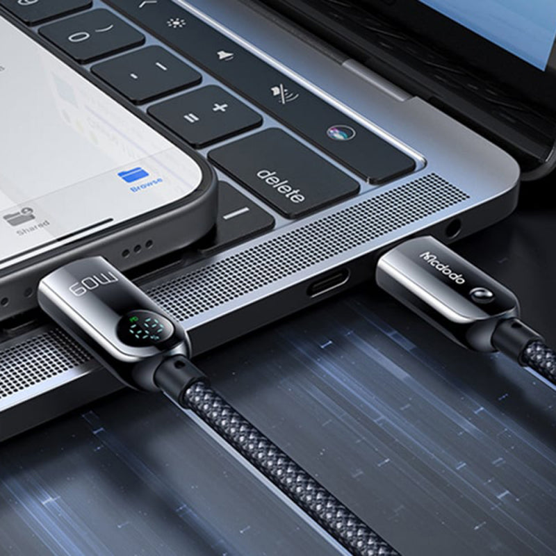 Cablu Date si Incarcare USB-C - USB-C McDodo CA-4780 Display, 60W, 1.2m - Negru - NotebookGsm