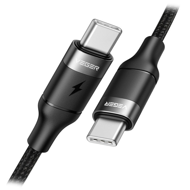Cablu Date si Incarcare USB-C - USB-C Veger CC02, 100W, 5A, 1.5m, Black - Default Title - NotebookGsm