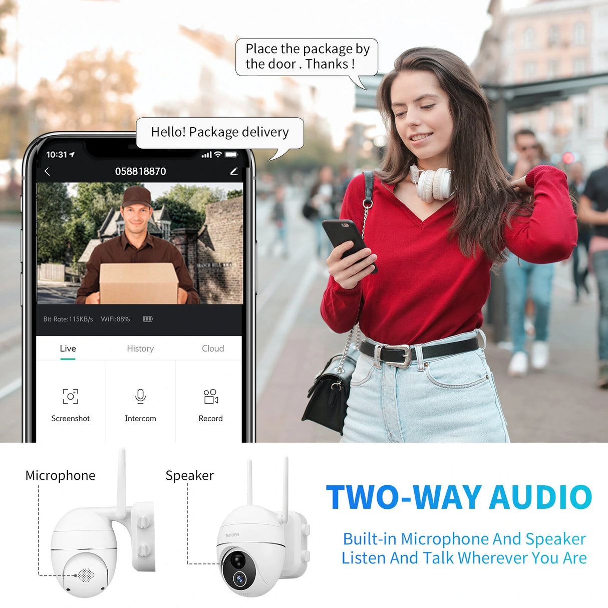 Zeetopin ZS-GX3S 1080P vezeték nélküli megfigyelőkamera, 360°-os forgatható és dönthető, 4x zoom, napelemes, 15000mAh akkumulátor, éjjellátó 20 méteres hatótávolsággal, kétirányú hangátvitel, SD/felhőalapú tárhely, IP66