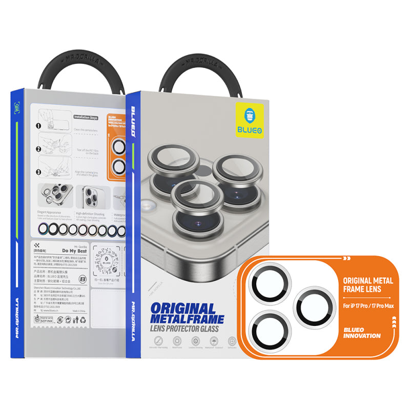 Folie de protectie Camera Spate Blueo Metal Frame pentru Apple iPhone 17 Pro Max / 17 Pro, Sticla Securiz