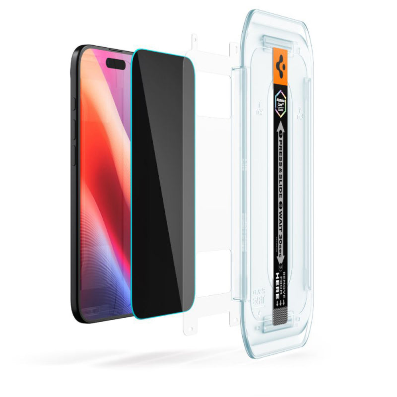 Folie de protectie Ecran Privacy Spigen GlastR EZ FIT pentru Apple iPhone 17 Air, Sticla Securizata, Full Glue, Set 2 bucati
