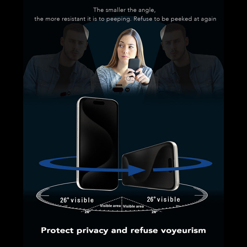 Privacy Anank 1X megerősített 360 fokos képernyővédő fólia Apple iPhone 16 Pro Max készülékhez, edzett üveg, teljes ragasztó, 2.5D