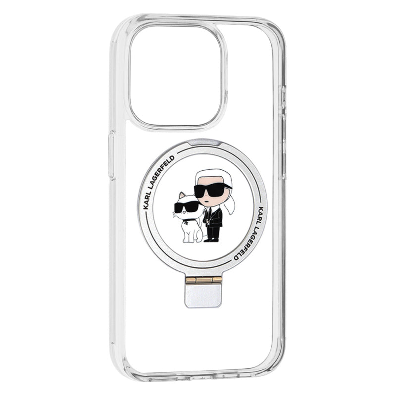 Husa MagSafe pentru Apple iPhone 15 Pro, Karl Lagerfeld, Ring Stand Karl & Choupette