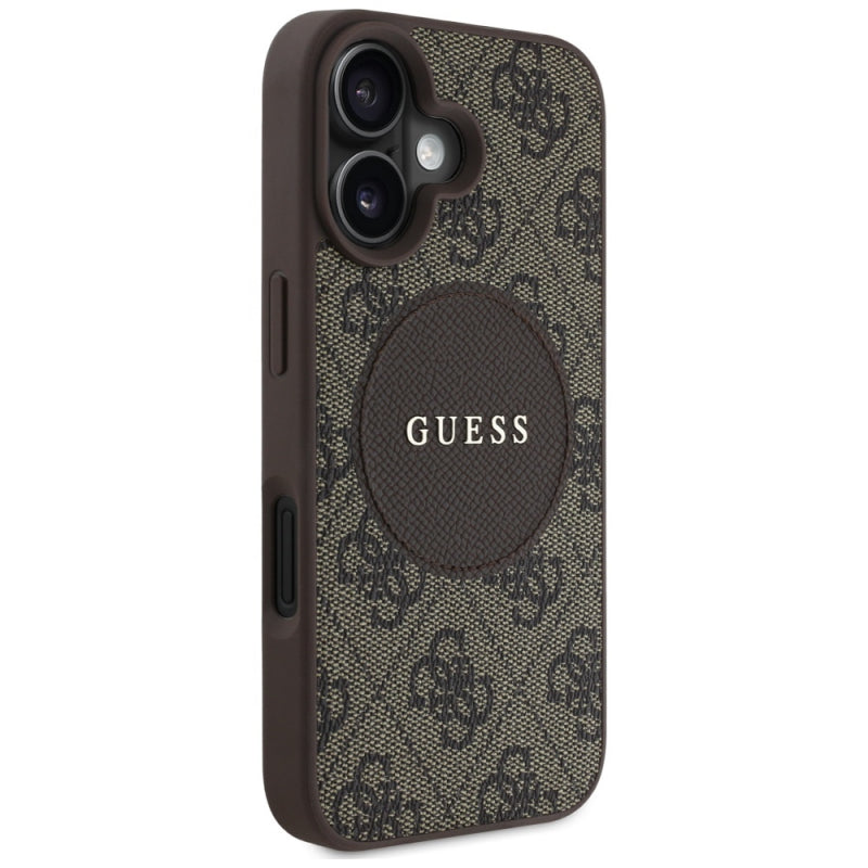 Husa MagSafe pentru Apple iPhone 16, Guess, 4G Circle Classic Log