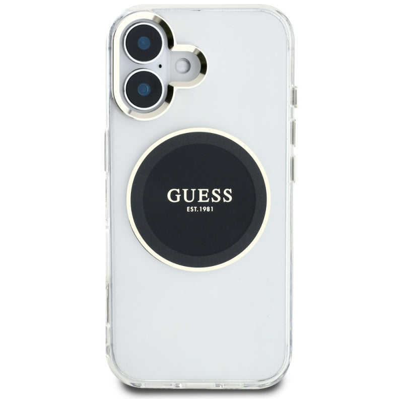 Husa MagSafe pentru Apple iPhone 16, Guess, IML Metal Colored Circl