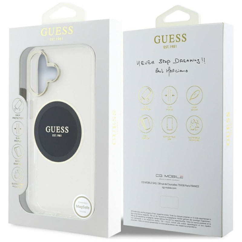 Husa MagSafe pentru Apple iPhone 16, Guess, IML Metal Colored Circl