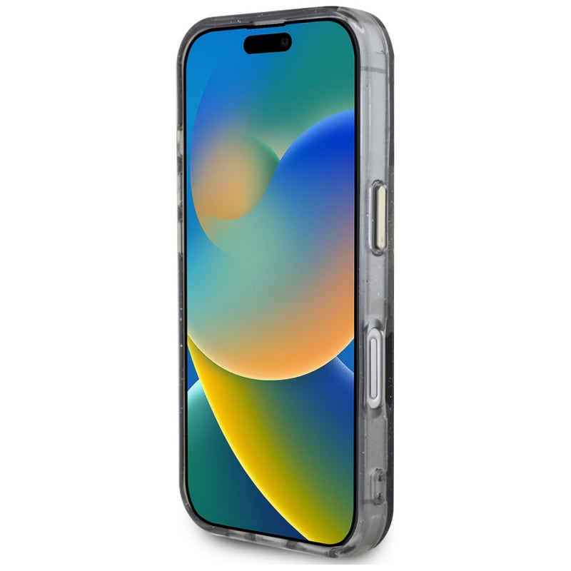 Husa MagSafe pentru Apple iPhone 16, Guess, IML Metal Glitter Flowers Triangl