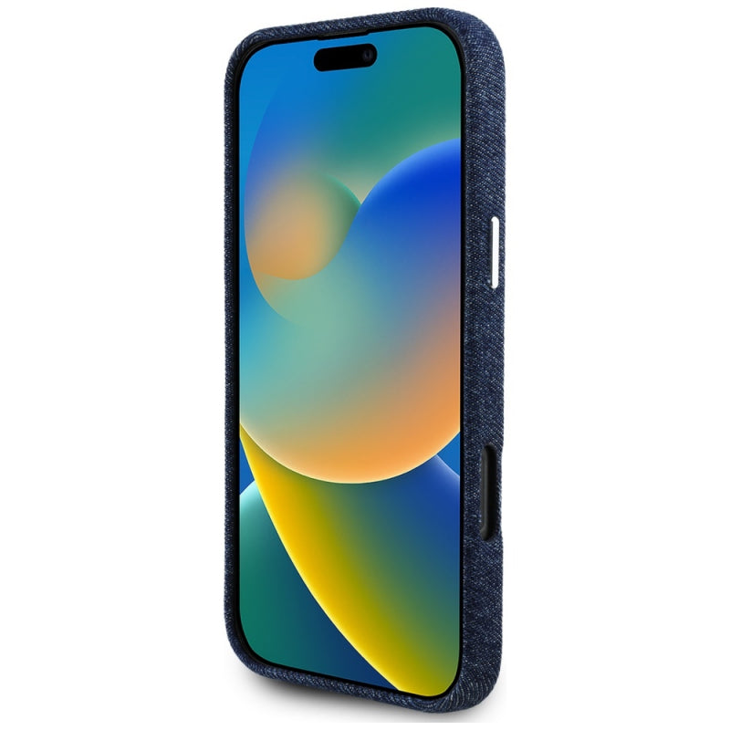 Husa MagSafe pentru Apple iPhone 16 Pro Max, Guess, Denim Triangle Logo