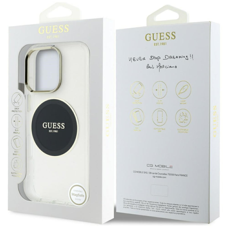 Husa MagSafe pentru Apple iPhone 16 Pro Max, Guess, IML Metal Colored Circl