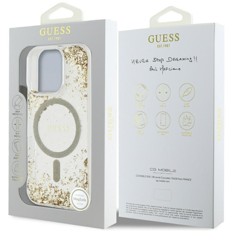 Husa MagSafe pentru Apple iPhone 16 Pro Max, Guess, Resin Bottom Glitt