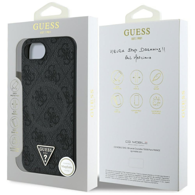 Husa MagSafe pentru Apple iPhone 16e, Guess, 4G Ring Triangle Logo