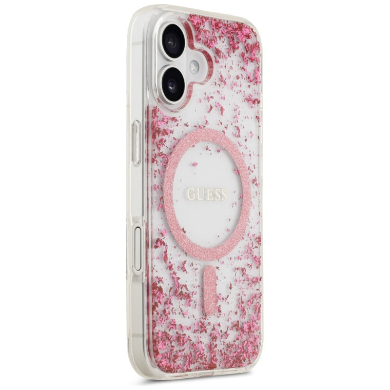 Husa MagSafe pentru Apple iPhone 17, Guess, Resin Bottom Glitter