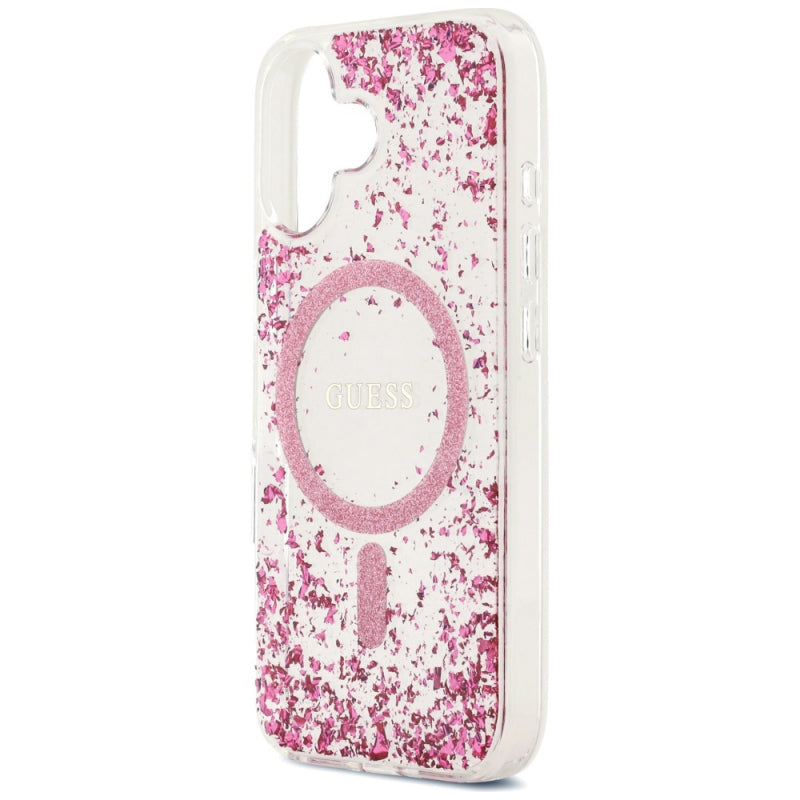 Husa MagSafe pentru Apple iPhone 17, Guess, Resin Bottom Glitter