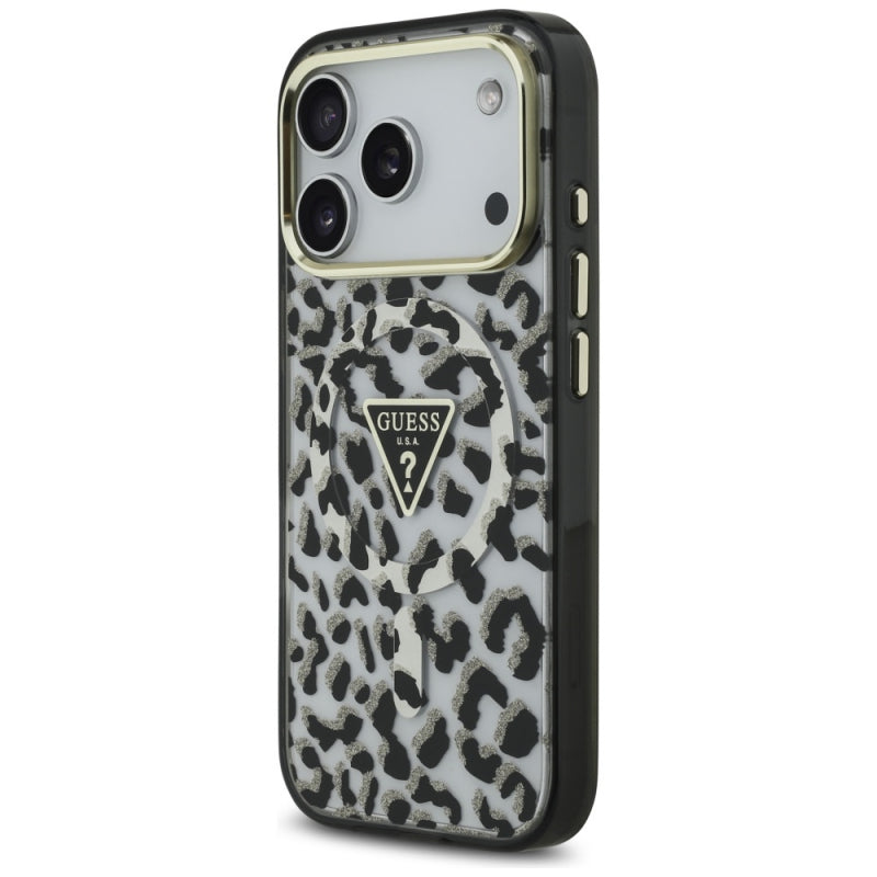 Husa MagSafe pentru Apple iPhone 17 Pro, Guess, Leopard Glitt
