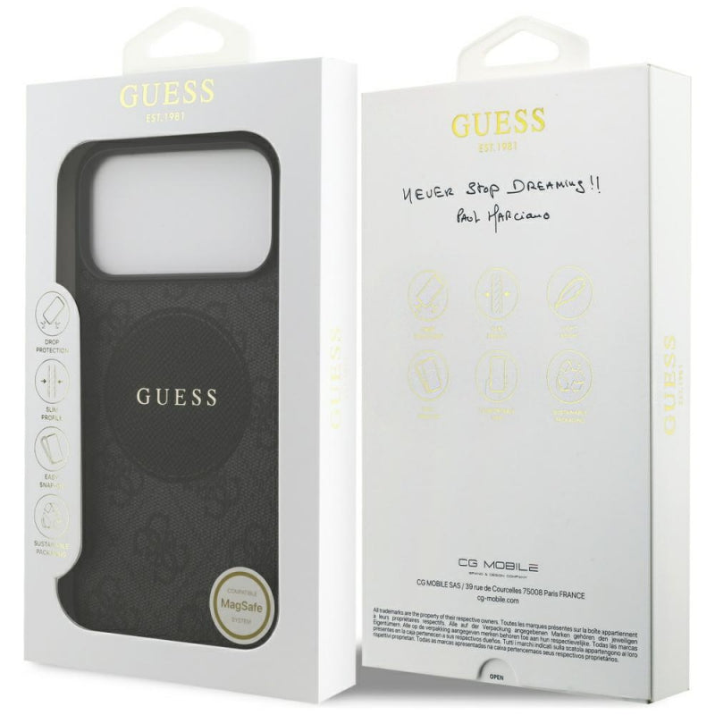 Husa MagSafe pentru Apple iPhone 17 Pro Max, Guess, 4G Circle Classic Logo
