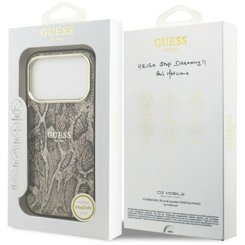 Husa MagSafe pentru Apple iPhone 17 Pro Max, Guess, Python Pattern