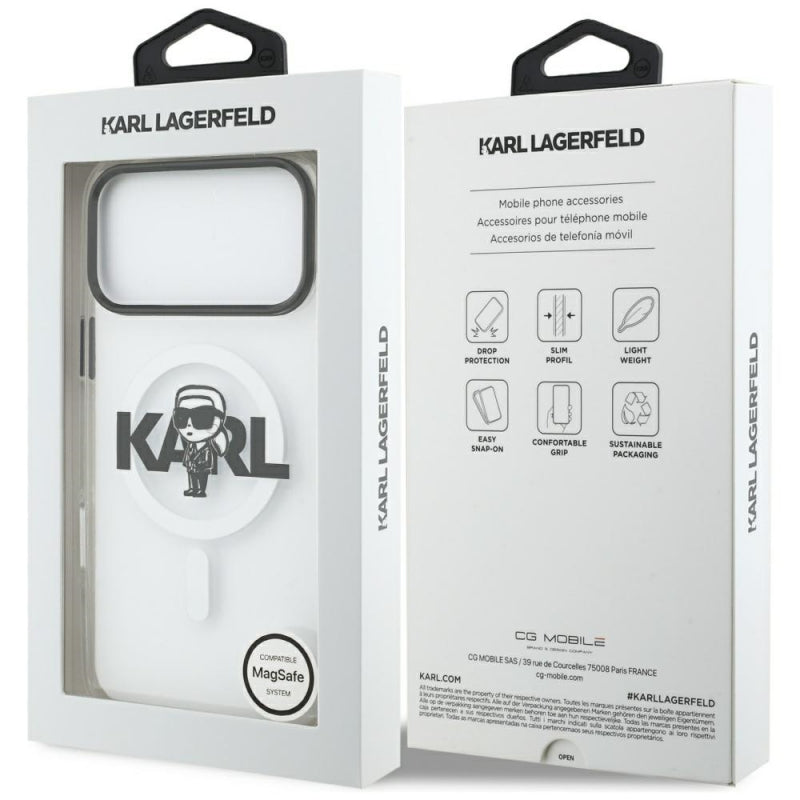 Husa MagSafe pentru Apple iPhone 17 Pro Max, Karl Lagerfeld, IML Sketch Logo Karl