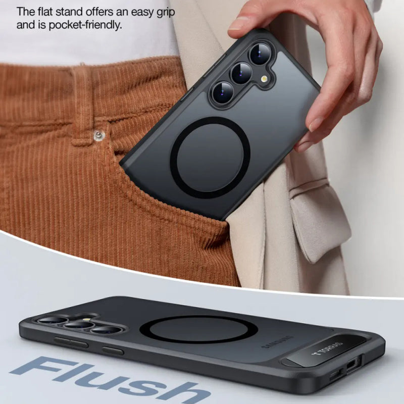 Husa MagSafe pentru Samsung Galaxy S25 S931, Torras, Pstand - Neagra - NotebookGsm