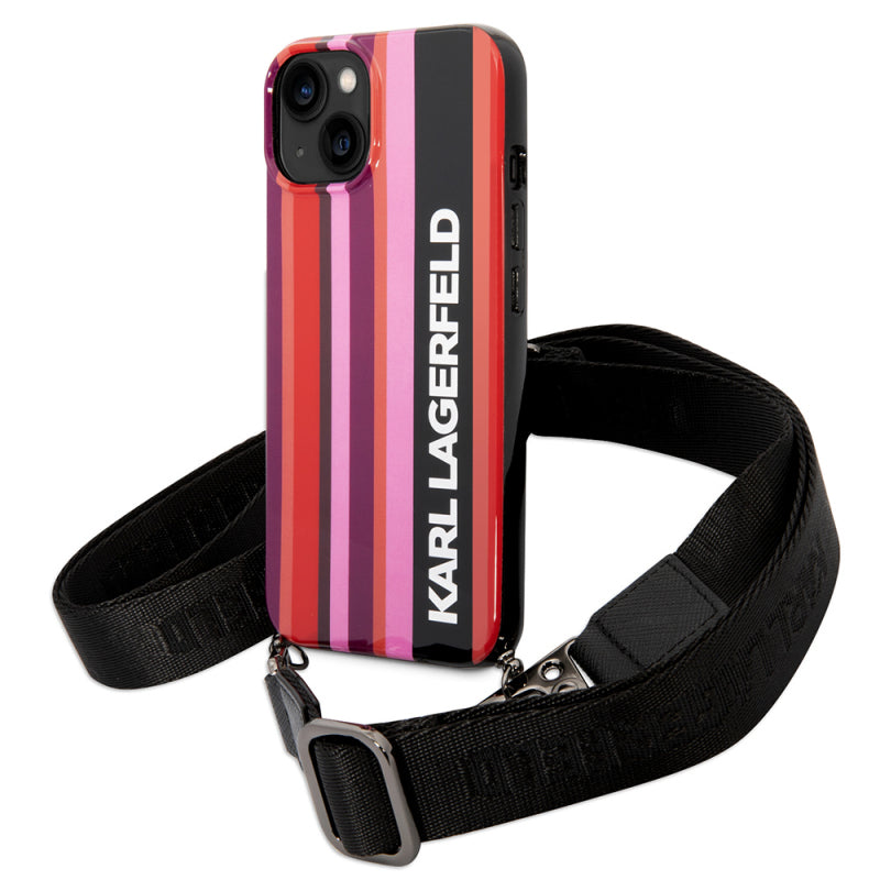 Husa pentru Apple iPhone 14, Karl Lagerfeld, Color Stripes with Strap