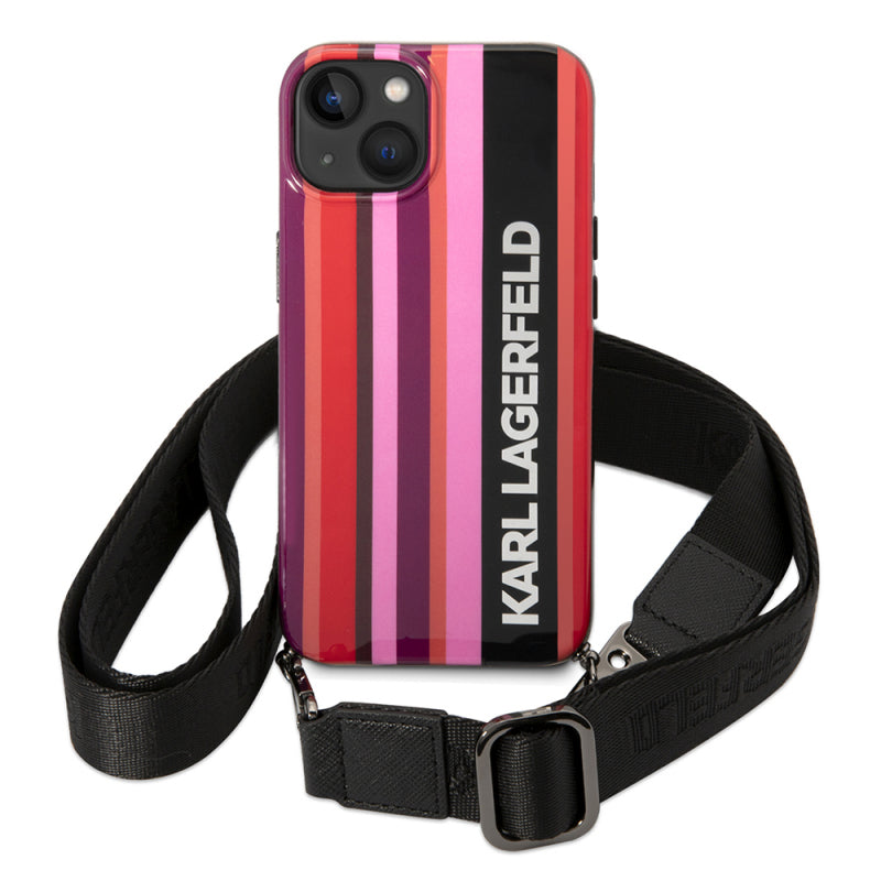 Husa pentru Apple iPhone 14, Karl Lagerfeld, Color Stripes with Strap