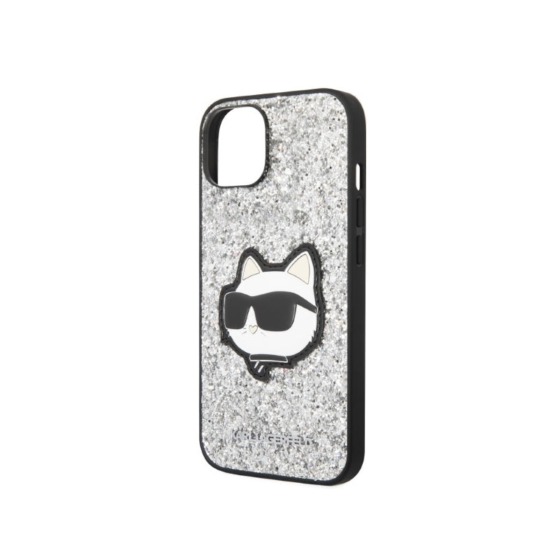 Husa pentru Apple iPhone 14, Karl Lagerfeld, Glitter Choupette Patch - Argintie - NotebookGsm