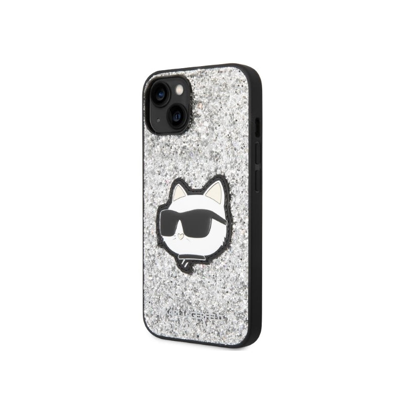 Husa pentru Apple iPhone 14, Karl Lagerfeld, Glitter Choupette Patch - Argintie - NotebookGsm