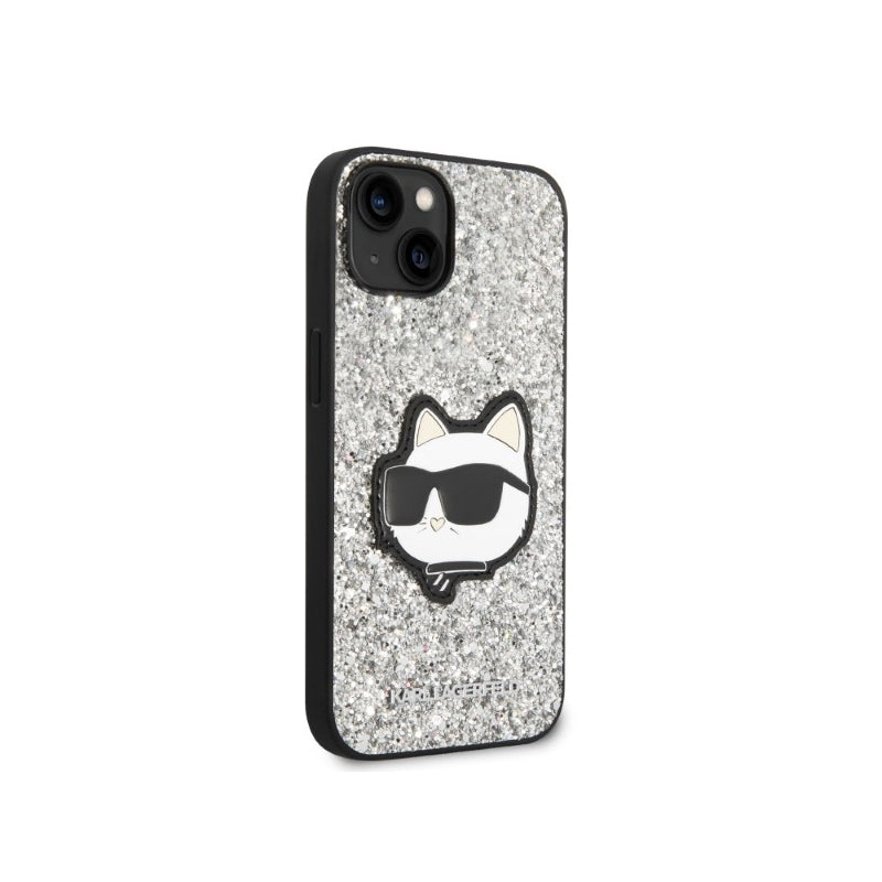 Husa pentru Apple iPhone 14, Karl Lagerfeld, Glitter Choupette Patch - Argintie - NotebookGsm
