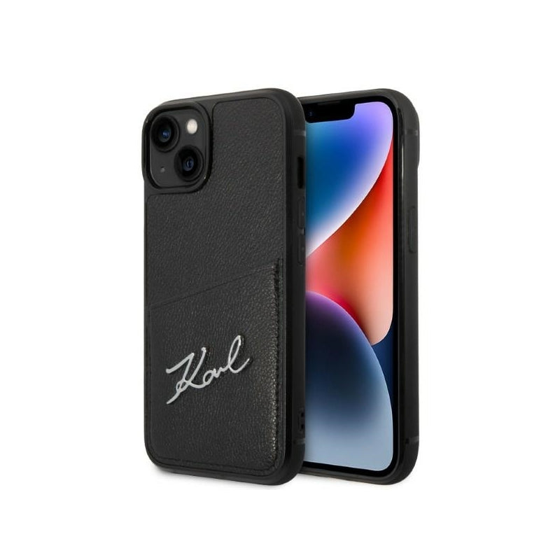 Husa pentru Apple iPhone 14 Plus, Karl Lagerfeld, Cardslots Signature Logo - Neagra - NotebookGsm
