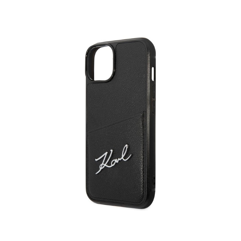Husa pentru Apple iPhone 14 Plus, Karl Lagerfeld, Cardslots Signature Logo - Neagra - NotebookGsm