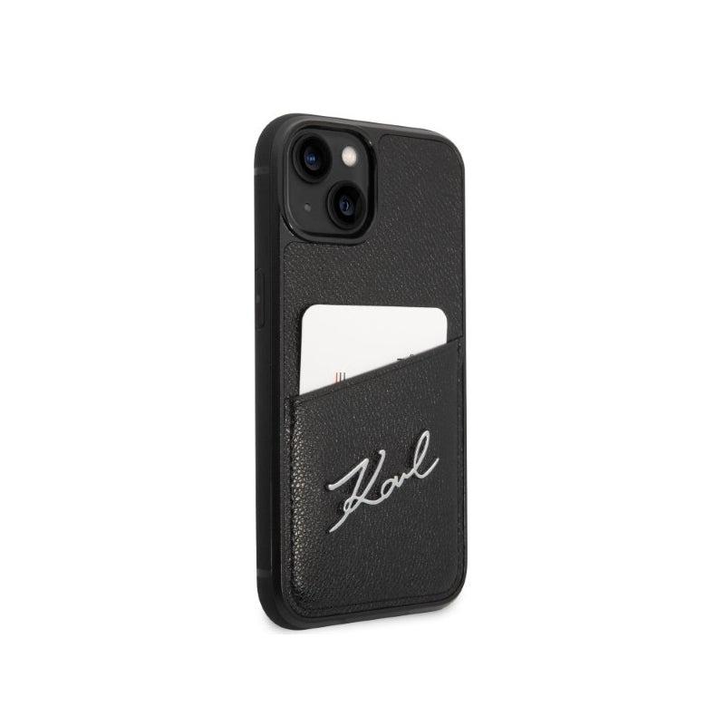 Husa pentru Apple iPhone 14 Plus, Karl Lagerfeld, Cardslots Signature Logo - Neagra - NotebookGsm