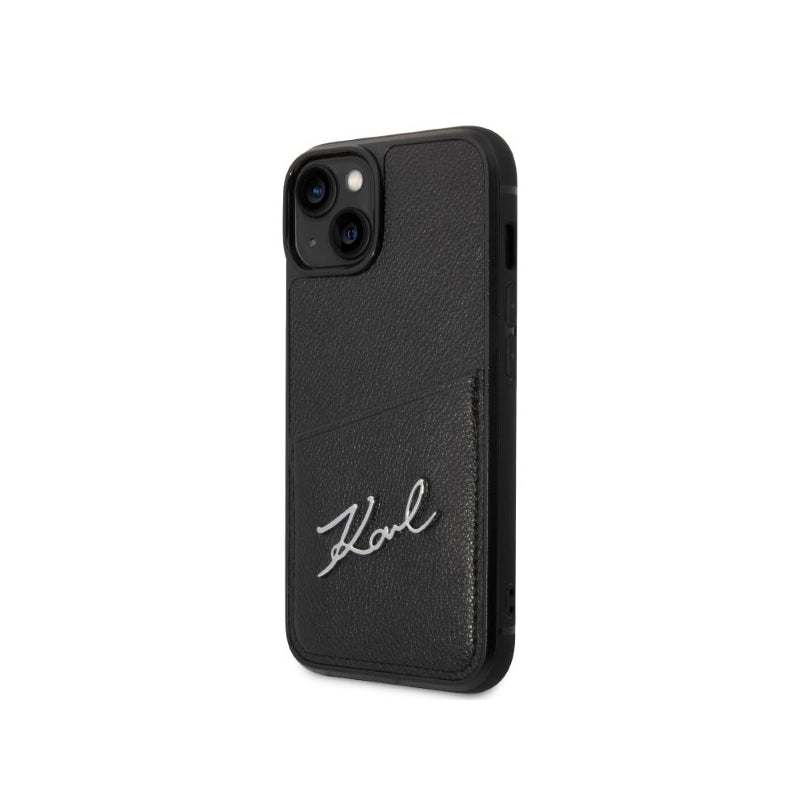 Husa pentru Apple iPhone 14 Plus, Karl Lagerfeld, Cardslots Signature Logo - Neagra - NotebookGsm