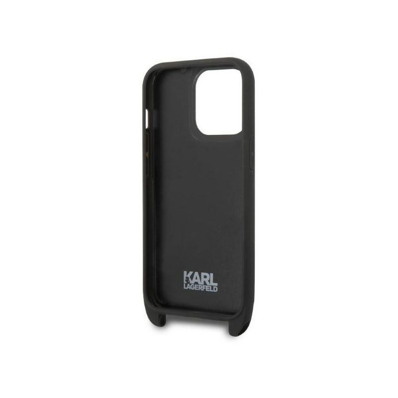 Husa pentru Apple iPhone 14 Pro, Karl Lagerfeld, Monogram Ikonik Karl - Neagra - NotebookGsm