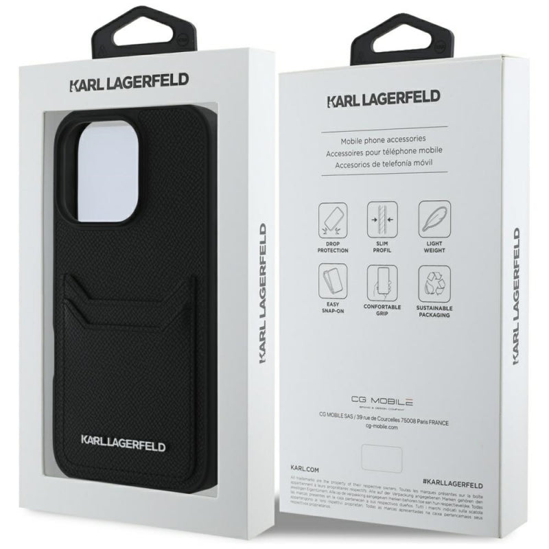 Husa pentru Apple iPhone 16 Pro, Karl Lagerfeld, Grained Cardslots