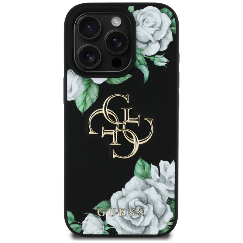 Husa pentru Apple iPhone 16 Pro Max, Guess, 4G Grained Roses Big Logo