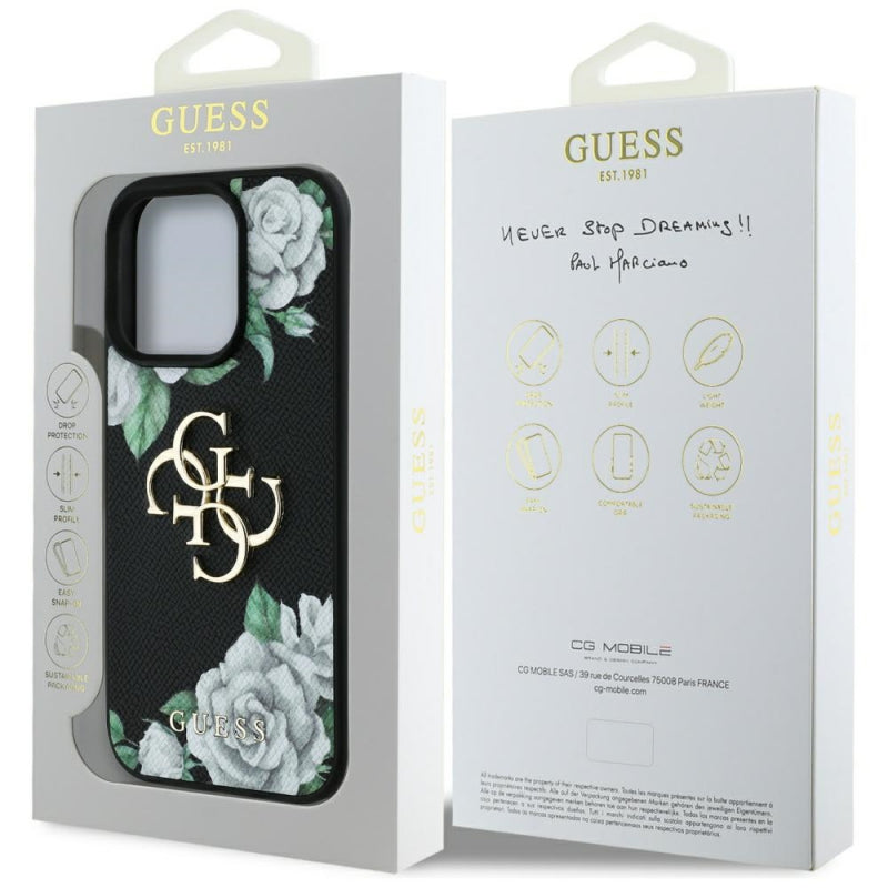 Husa pentru Apple iPhone 16 Pro Max, Guess, 4G Grained Roses Big Logo