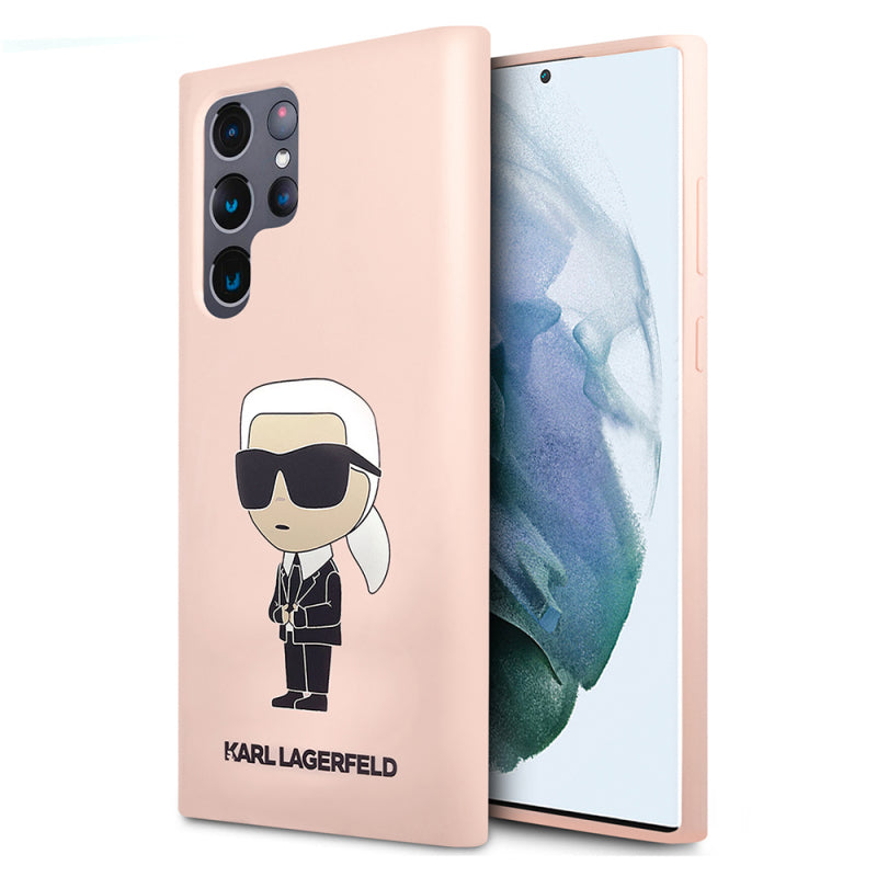 Husa pentru Samsung Galaxy S23 Ultra S918, Karl Lagerfeld, Silicone Ikonik Karl - Roz - NotebookGsm