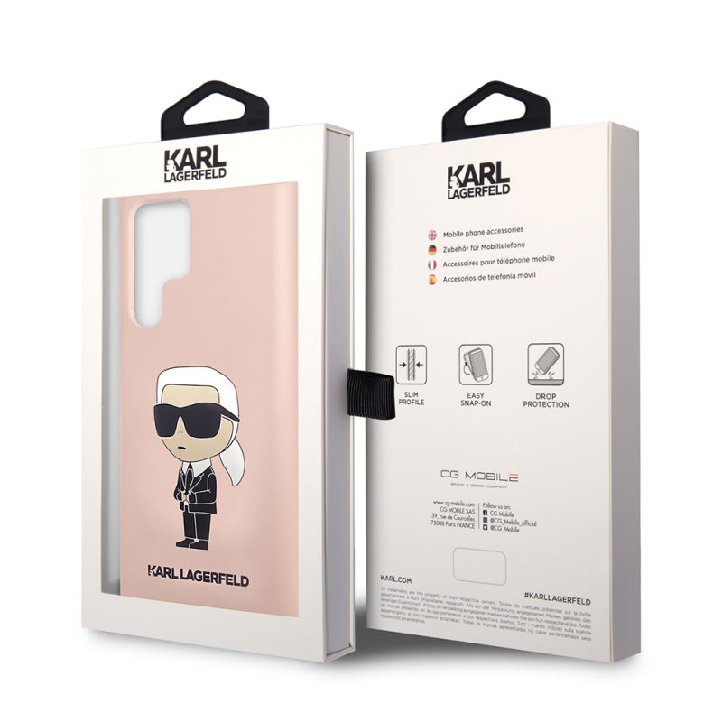 Husa pentru Samsung Galaxy S23 Ultra S918, Karl Lagerfeld, Silicone Ikonik Karl - Roz - NotebookGsm