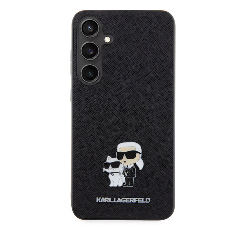 Husa pentru Samsung Galaxy S24+ S926, Karl Lagerfeld, Saffiano Karl & Choupette Metal - Neagra - NotebookGsm