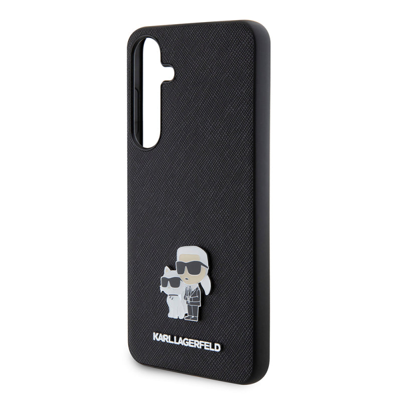 Husa pentru Samsung Galaxy S24+ S926, Karl Lagerfeld, Saffiano Karl & Choupette Metal - Neagra - NotebookGsm