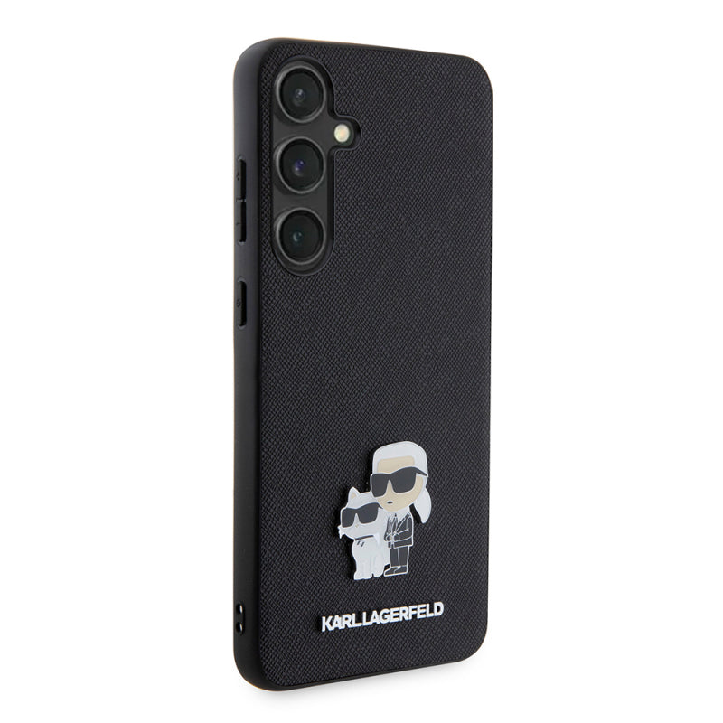 Husa pentru Samsung Galaxy S24+ S926, Karl Lagerfeld, Saffiano Karl & Choupette Metal - Neagra - NotebookGsm
