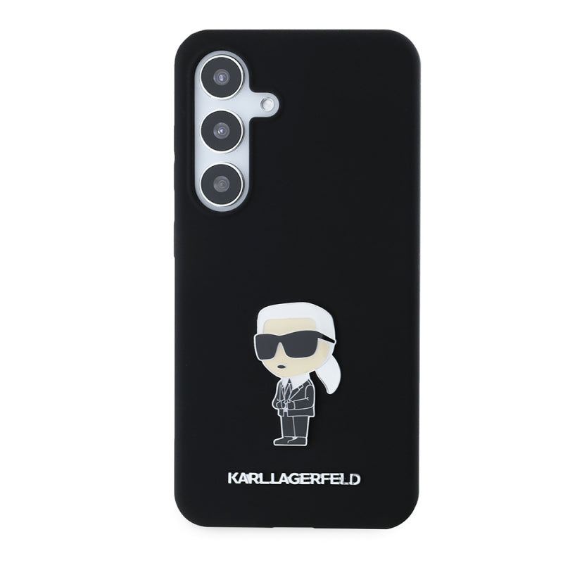 Husa pentru Samsung Galaxy S24 S921, Karl Lagerfeld, Silicone Ikonik Karl Metal - Neagra - NotebookGsm