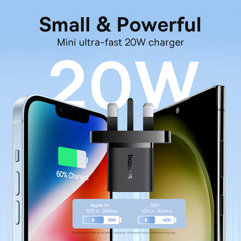 Incarcator Retea Baseus UK, 20W, 3A, 1 x USB-C, Negru P10110907113-00 - Negru - NotebookGsm